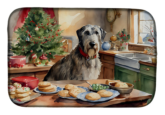 Buy this Irish Wolfhound Christmas Cookies Dish Drying Mat