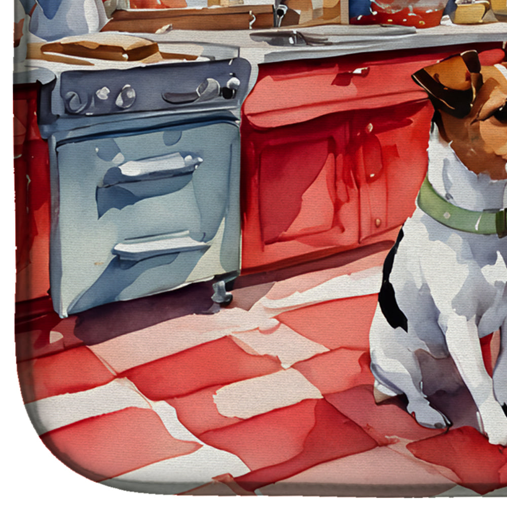 Jack Russell Terrier Christmas Cookies Dish Drying Mat