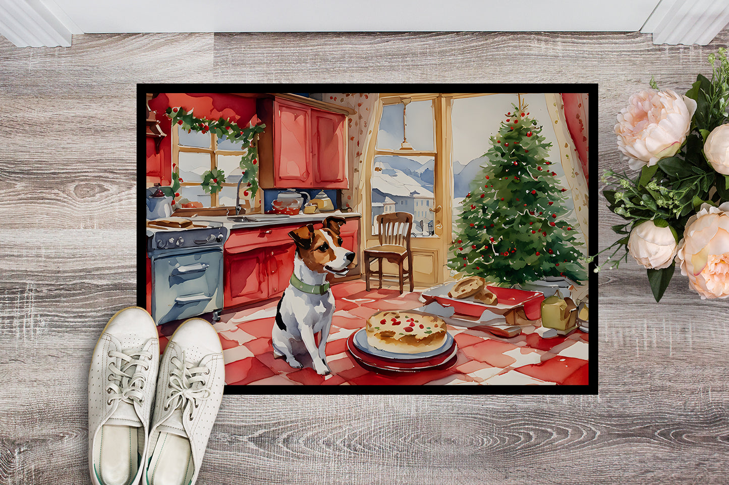 Jack Russell Terrier Christmas Cookies Doormat