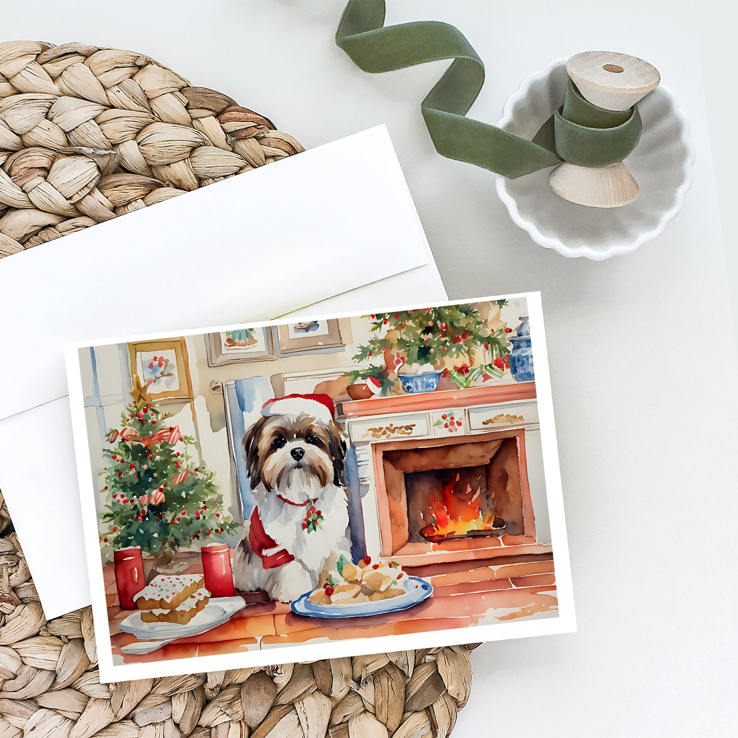 Lhasa Apso Christmas Cookies Greeting Cards Pack of 8