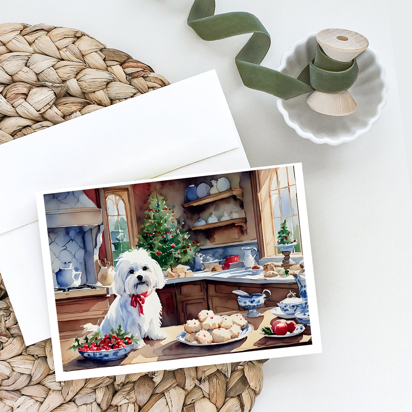 Maltese Christmas Cookies Greeting Cards Pack of 8