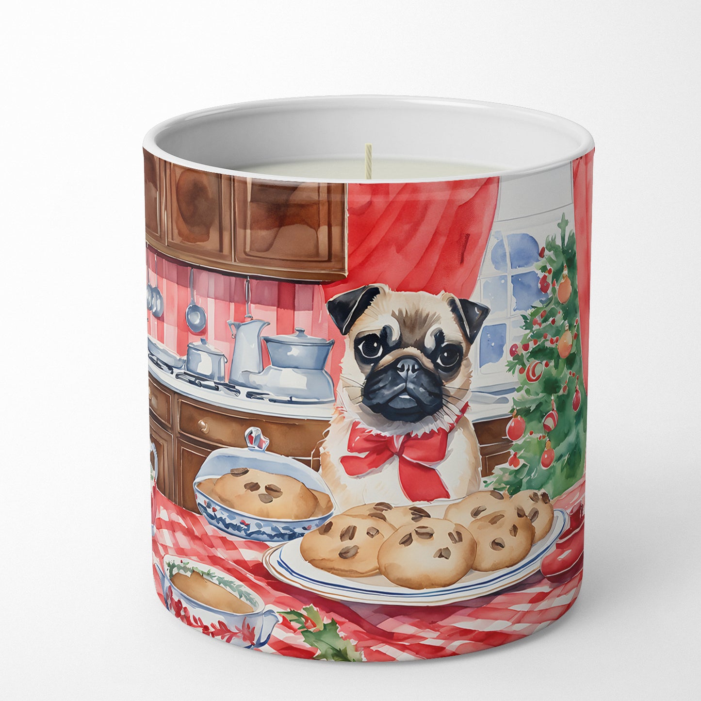 Pug Christmas Cookies Decorative Soy Candle
