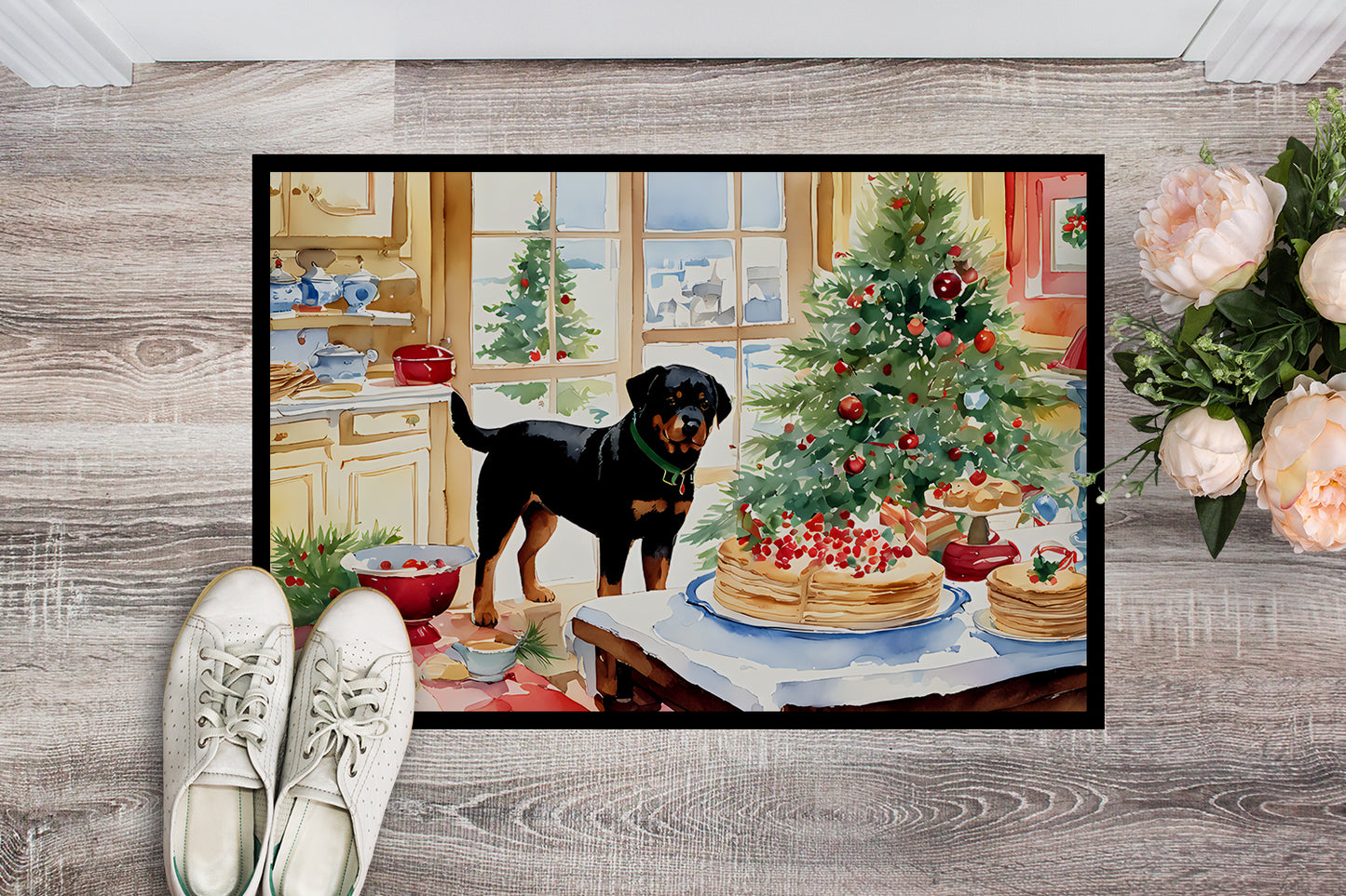 Rottweiler Christmas Cookies Doormat