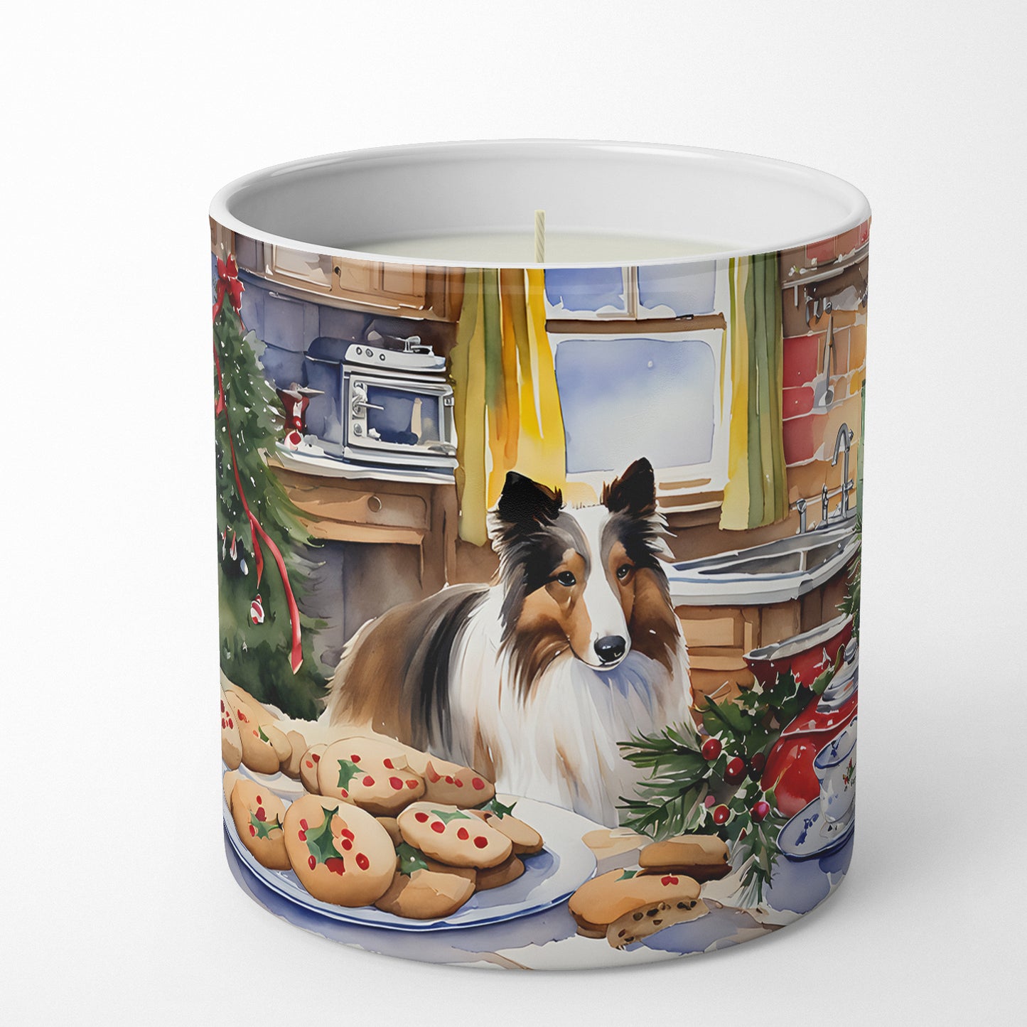 Sheltie Christmas Cookies Decorative Soy Candle