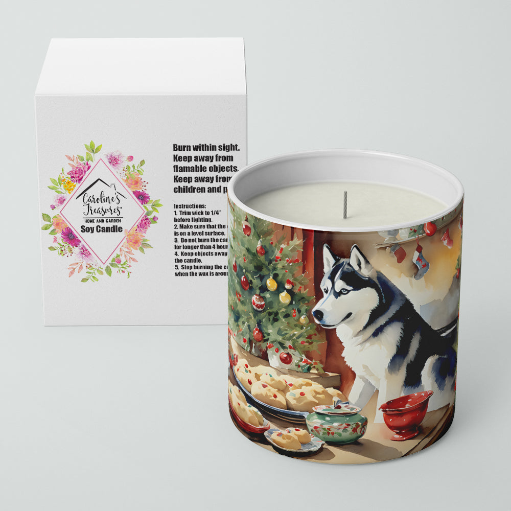 Siberian Husky Christmas Cookies Decorative Soy Candle