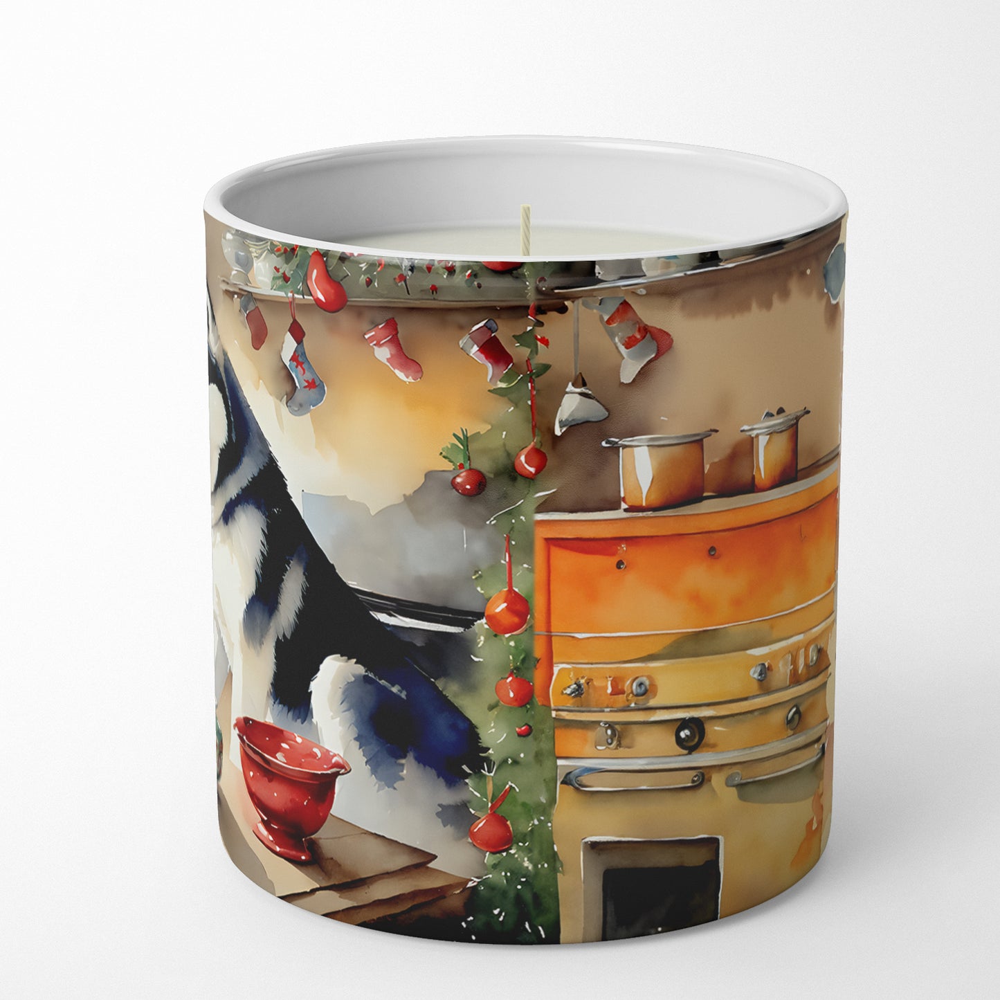 Siberian Husky Christmas Cookies Decorative Soy Candle