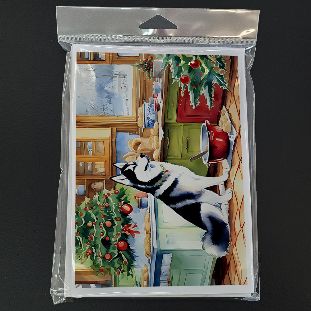 Siberian Husky Christmas Cookies Greeting Cards Pack of 8