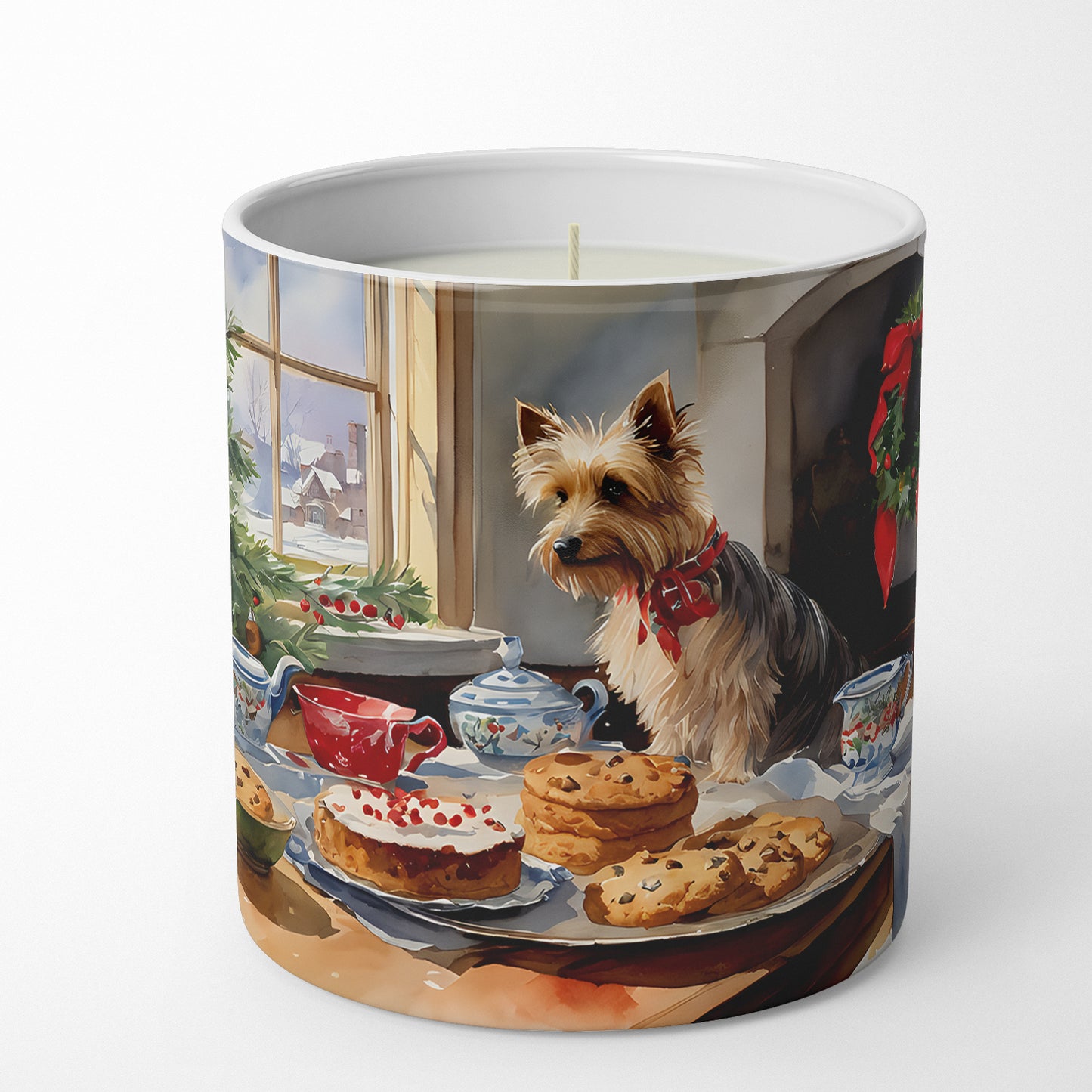 Silky Terrier Christmas Cookies Decorative Soy Candle