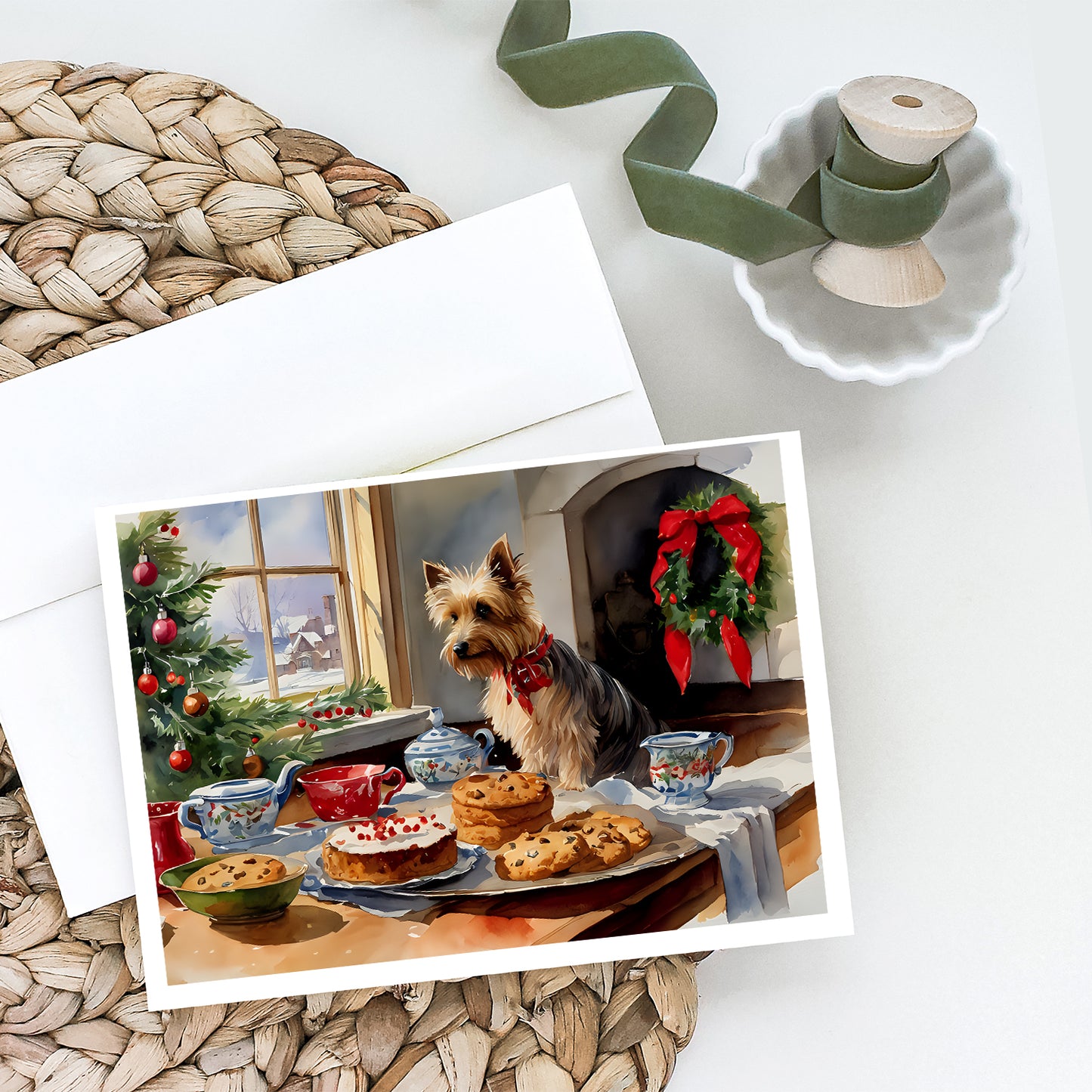 Silky Terrier Christmas Cookies Greeting Cards Pack of 8