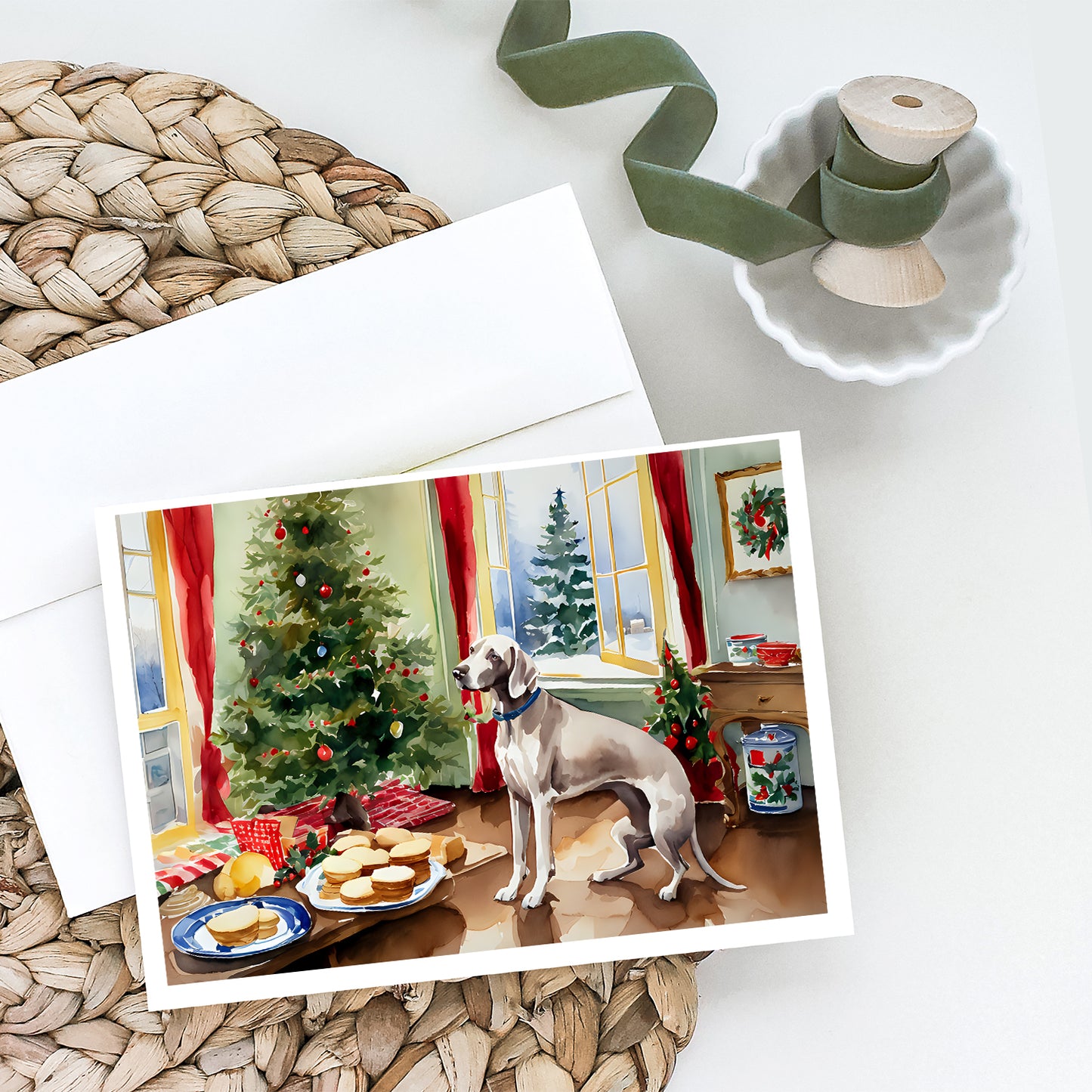 Weimaraner Christmas Cookies Greeting Cards Pack of 8