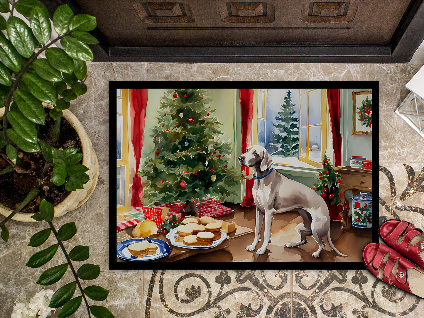 Weimaraner Christmas Cookies Doormat