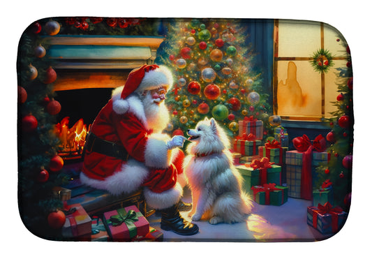 Buy this American Eskimo and Santa Claus Dish Drying Mat