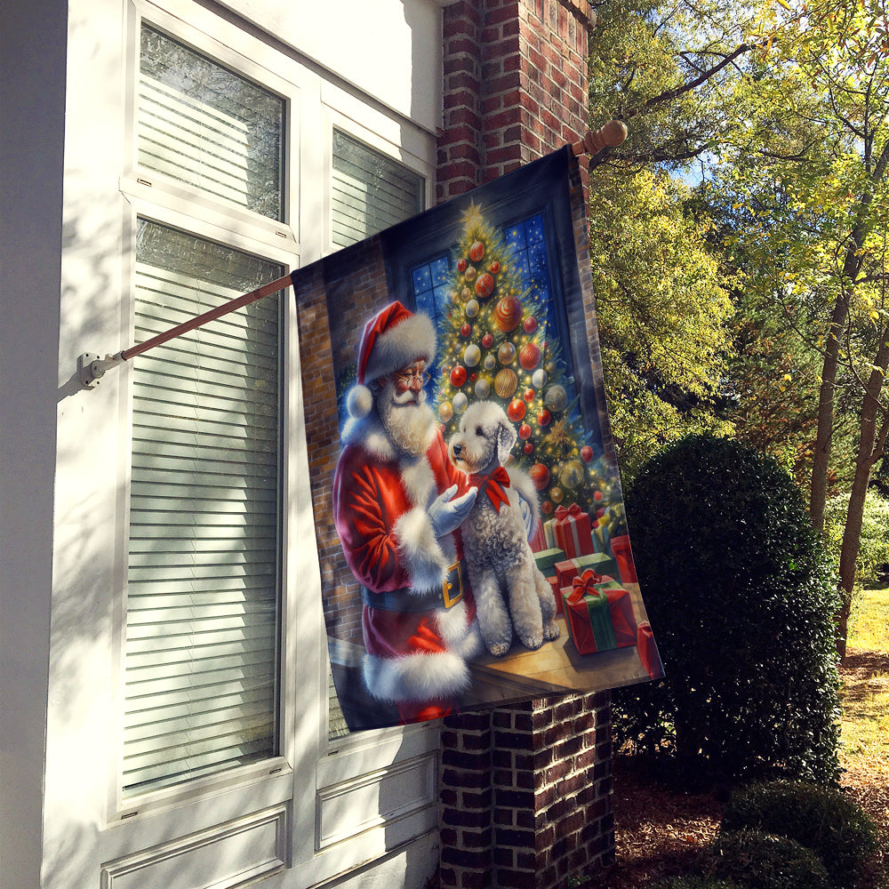 Bedlington Terrier and Santa Claus House Flag