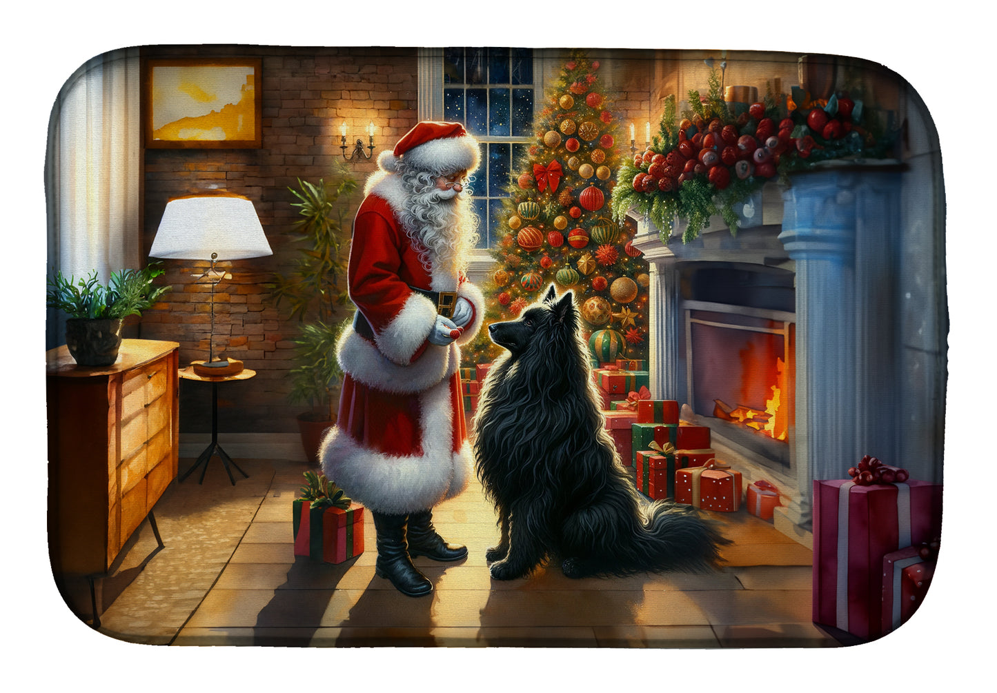 Buy this Belgian Sheepdog and Santa Claus Dish Drying Mat