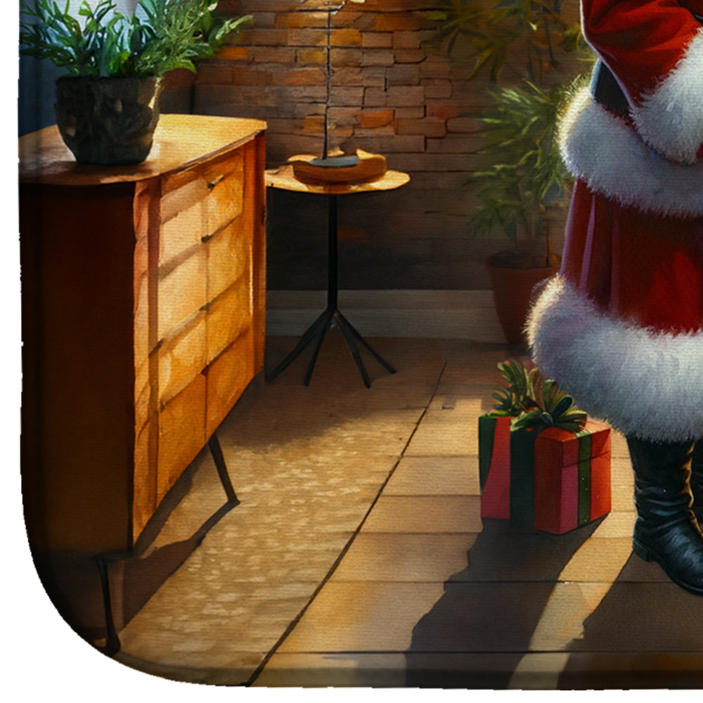 Belgian Sheepdog and Santa Claus Dish Drying Mat