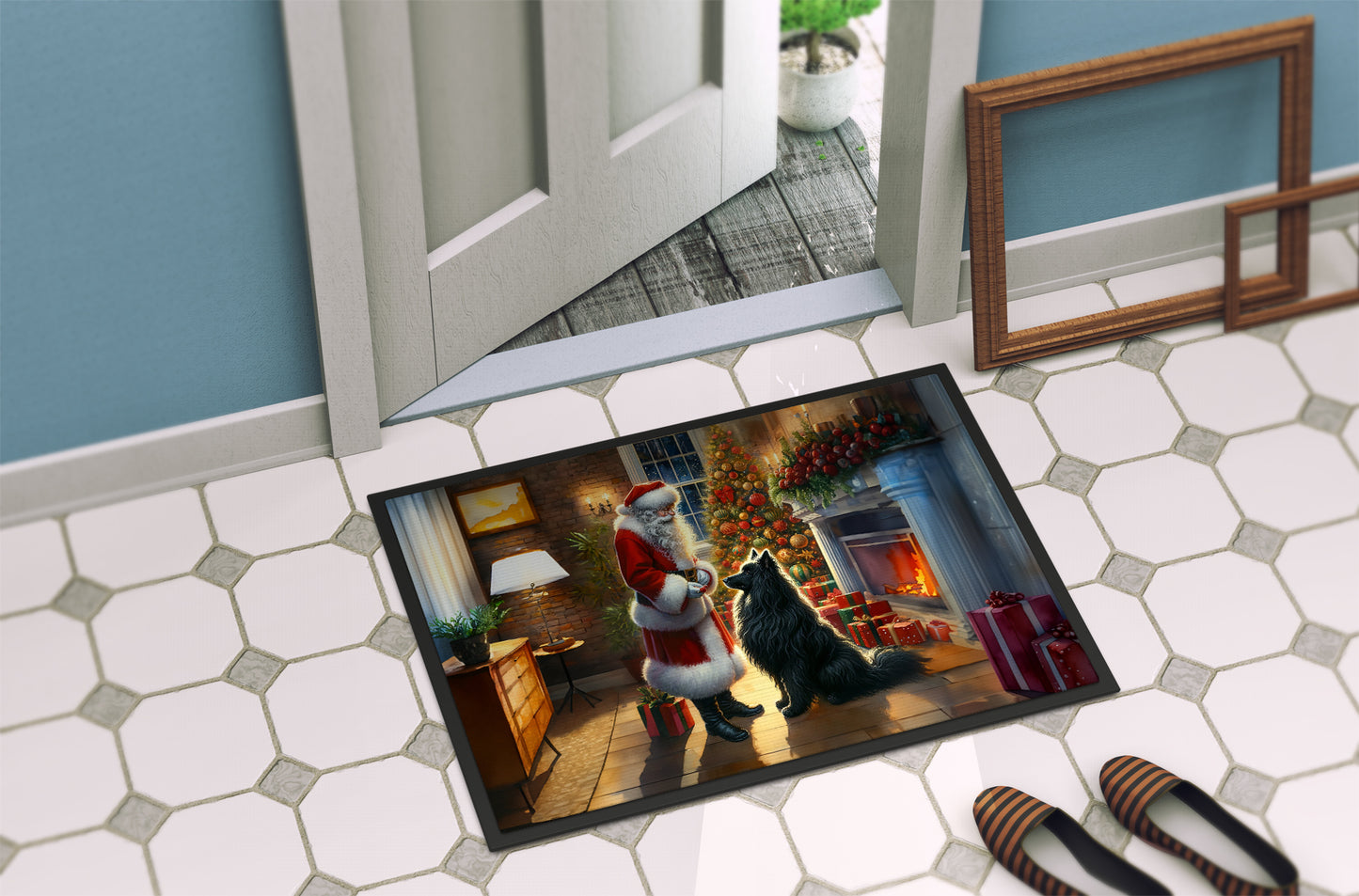 Belgian Sheepdog and Santa Claus Doormat