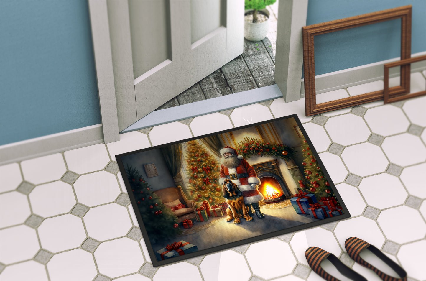 Bloodhound and Santa Claus Doormat