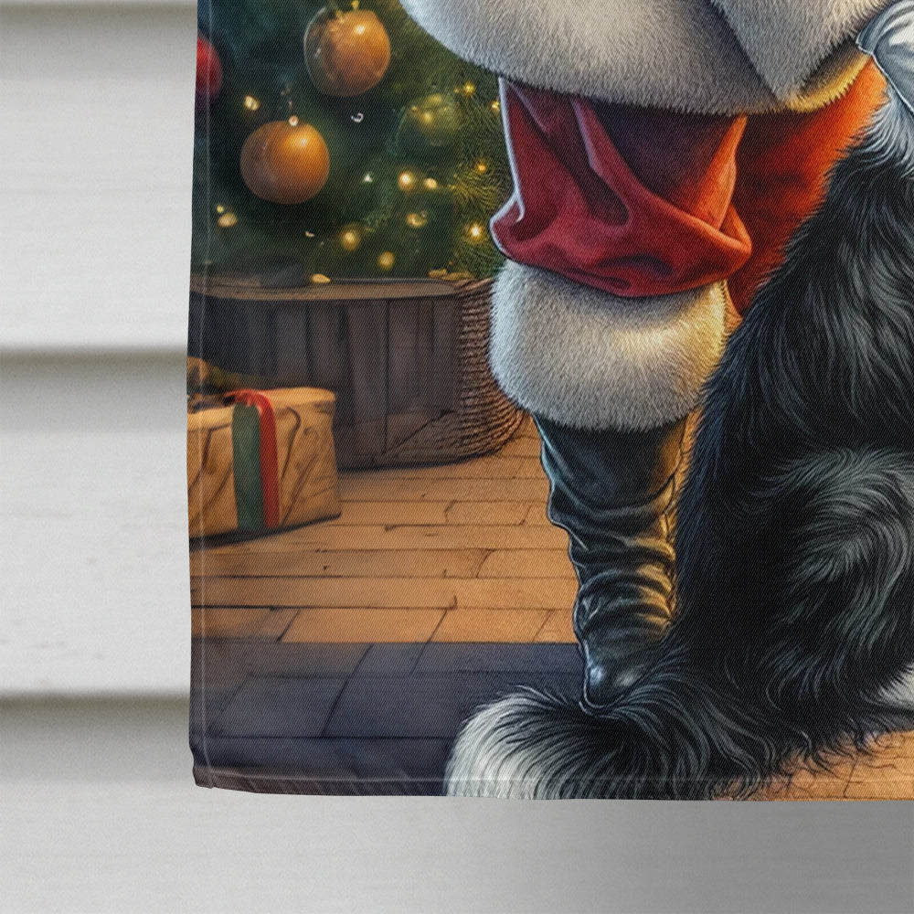 Border Collie and Santa Claus House Flag