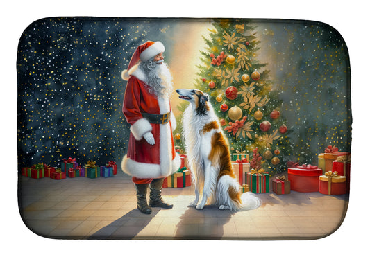 Buy this Borzoi and Santa Claus Dish Drying Mat