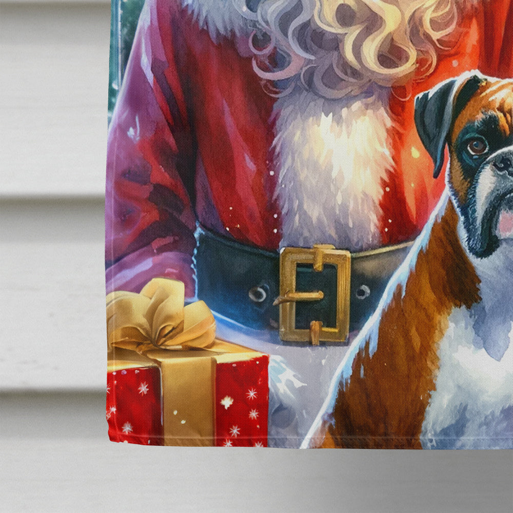 Boxer and Santa Claus House Flag