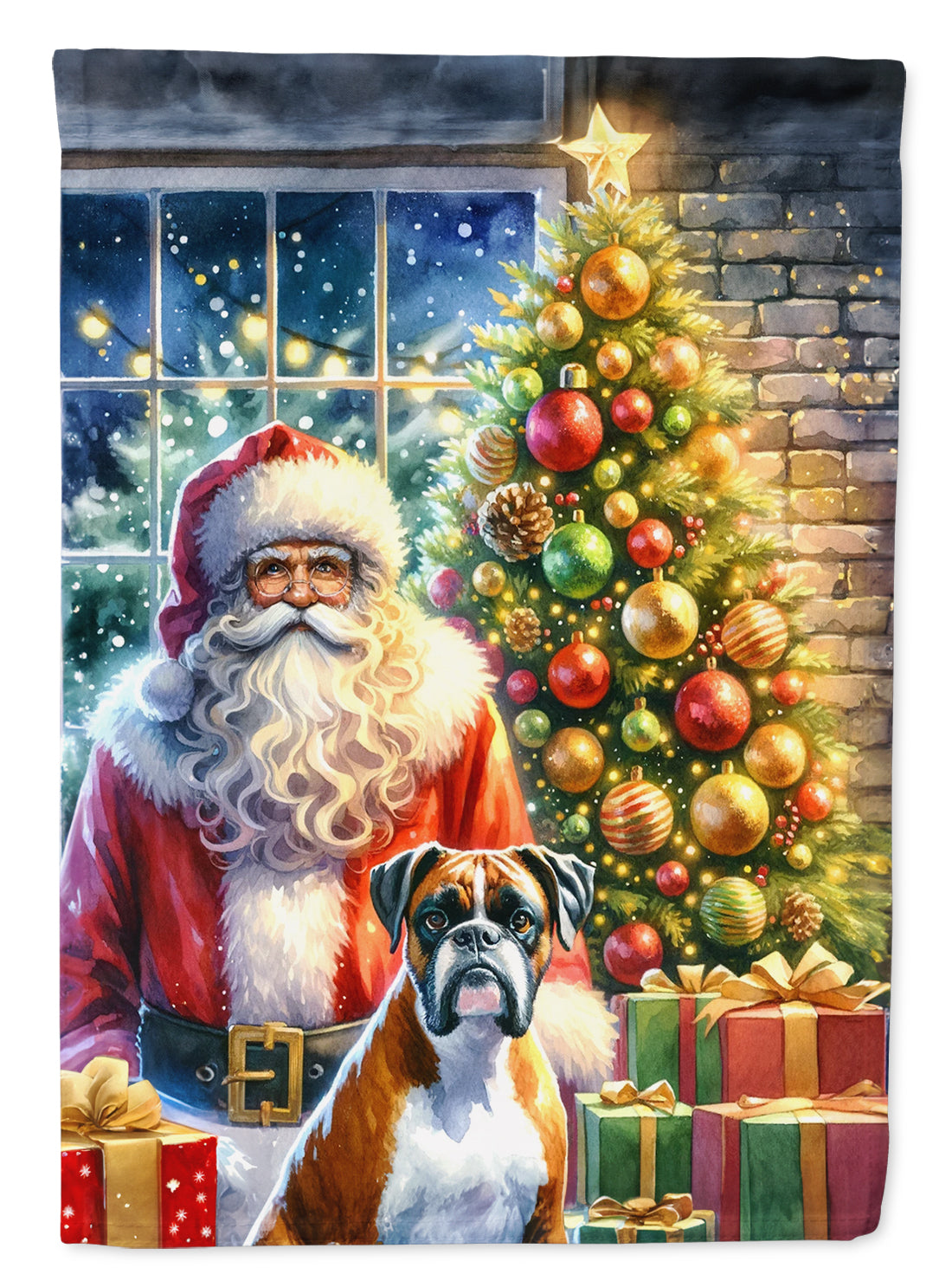 Buy this Boxer and Santa Claus Garden Flag