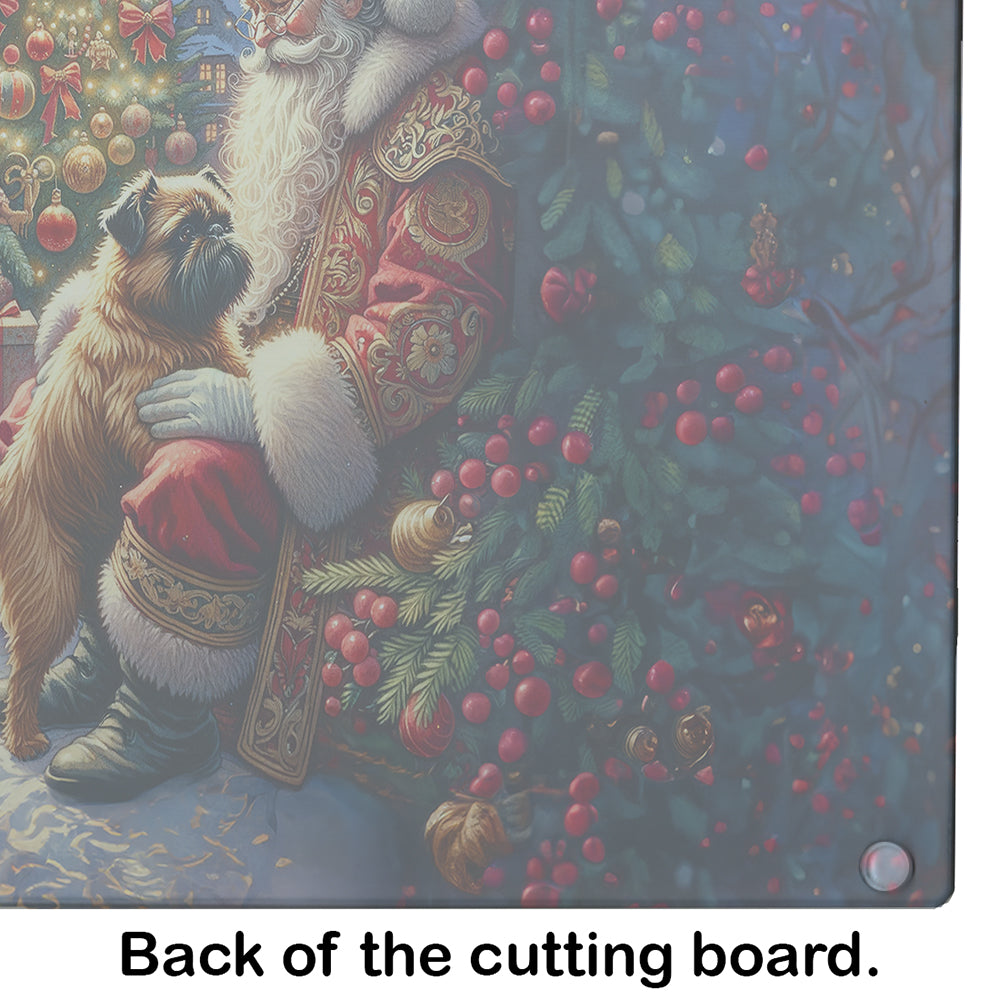 Brussels Griffon and Santa Claus Glass Cutting Board