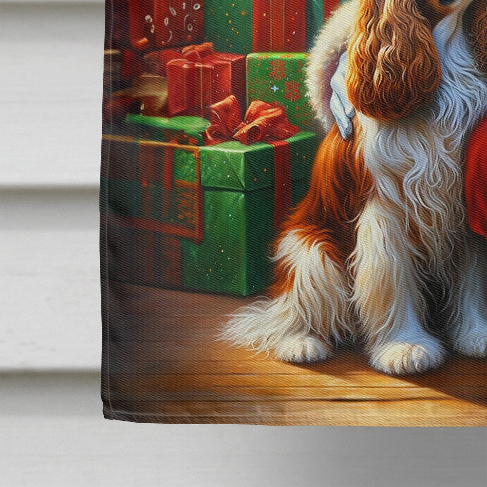 Cavalier Spaniel and Santa Claus House Flag