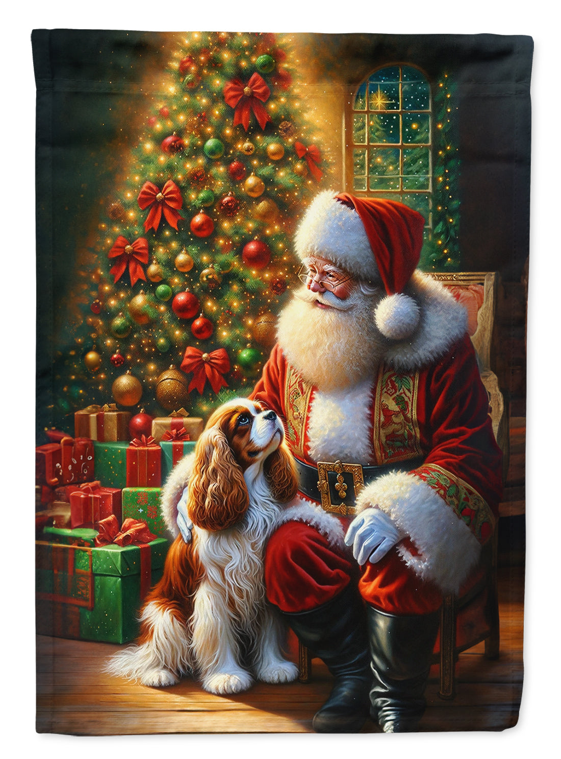 Buy this Cavalier Spaniel and Santa Claus Garden Flag