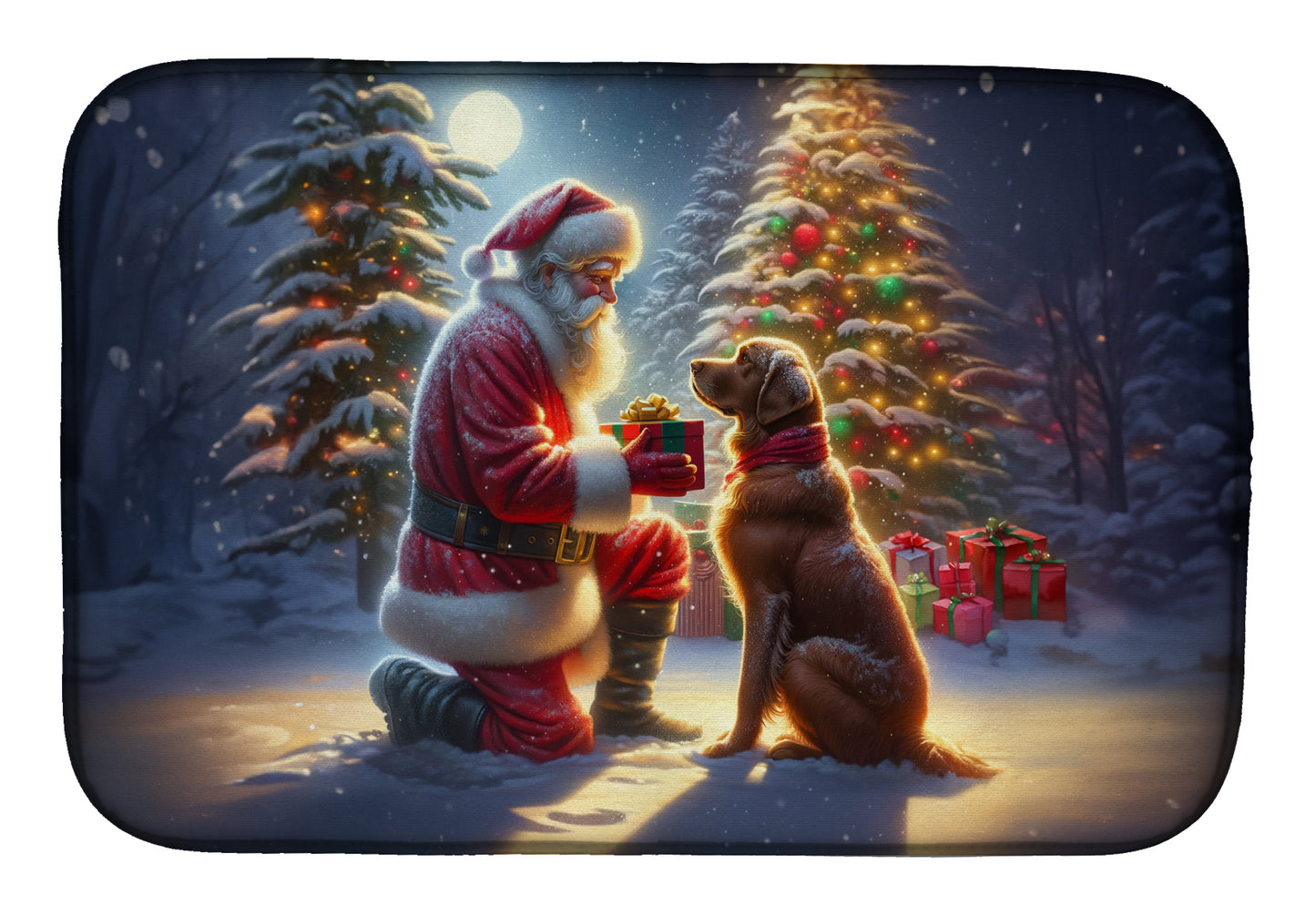 Buy this Chesapeake Bay Retriever and Santa Claus Dish Drying Mat