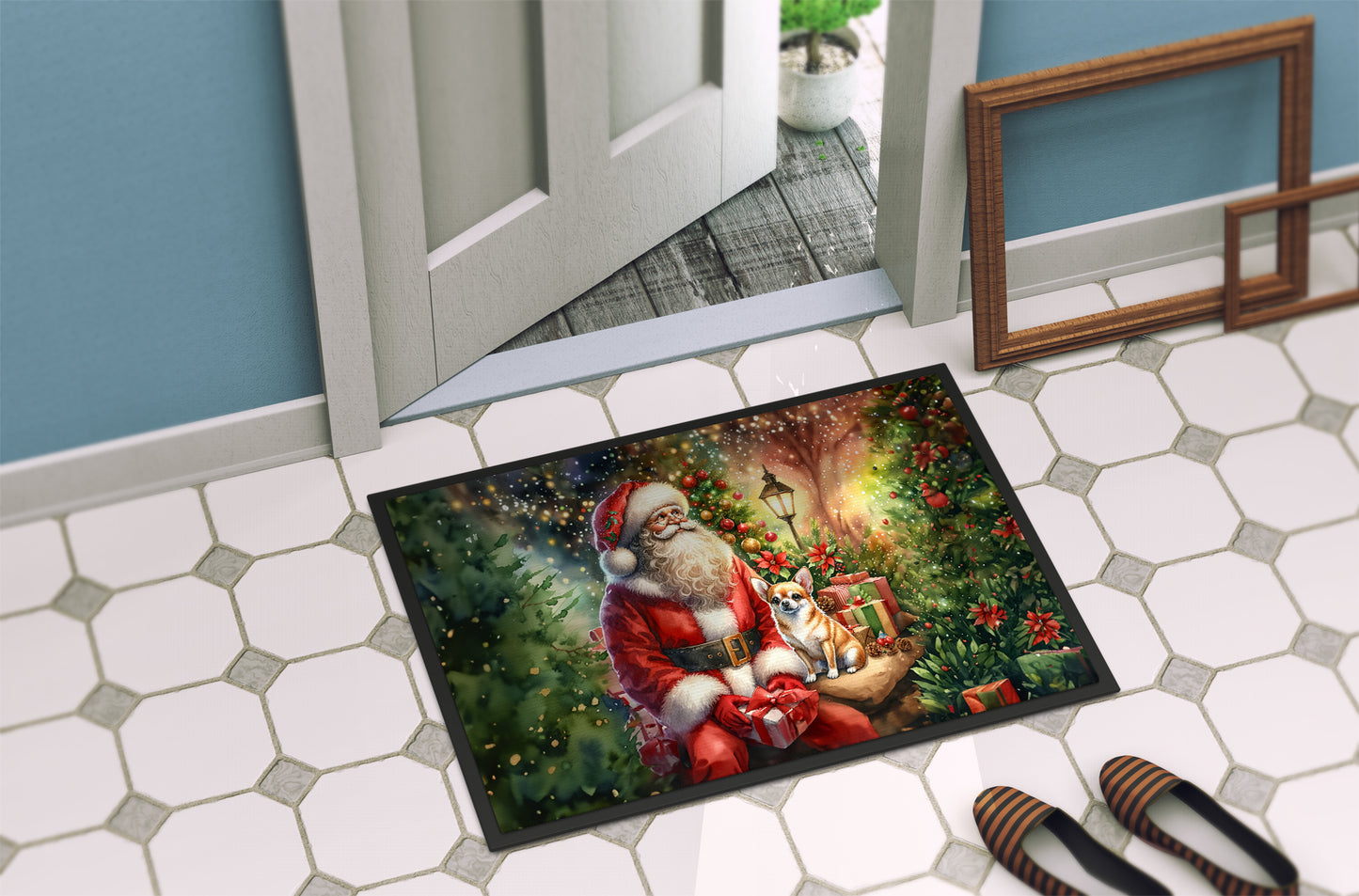 Chihuahua and Santa Claus Doormat