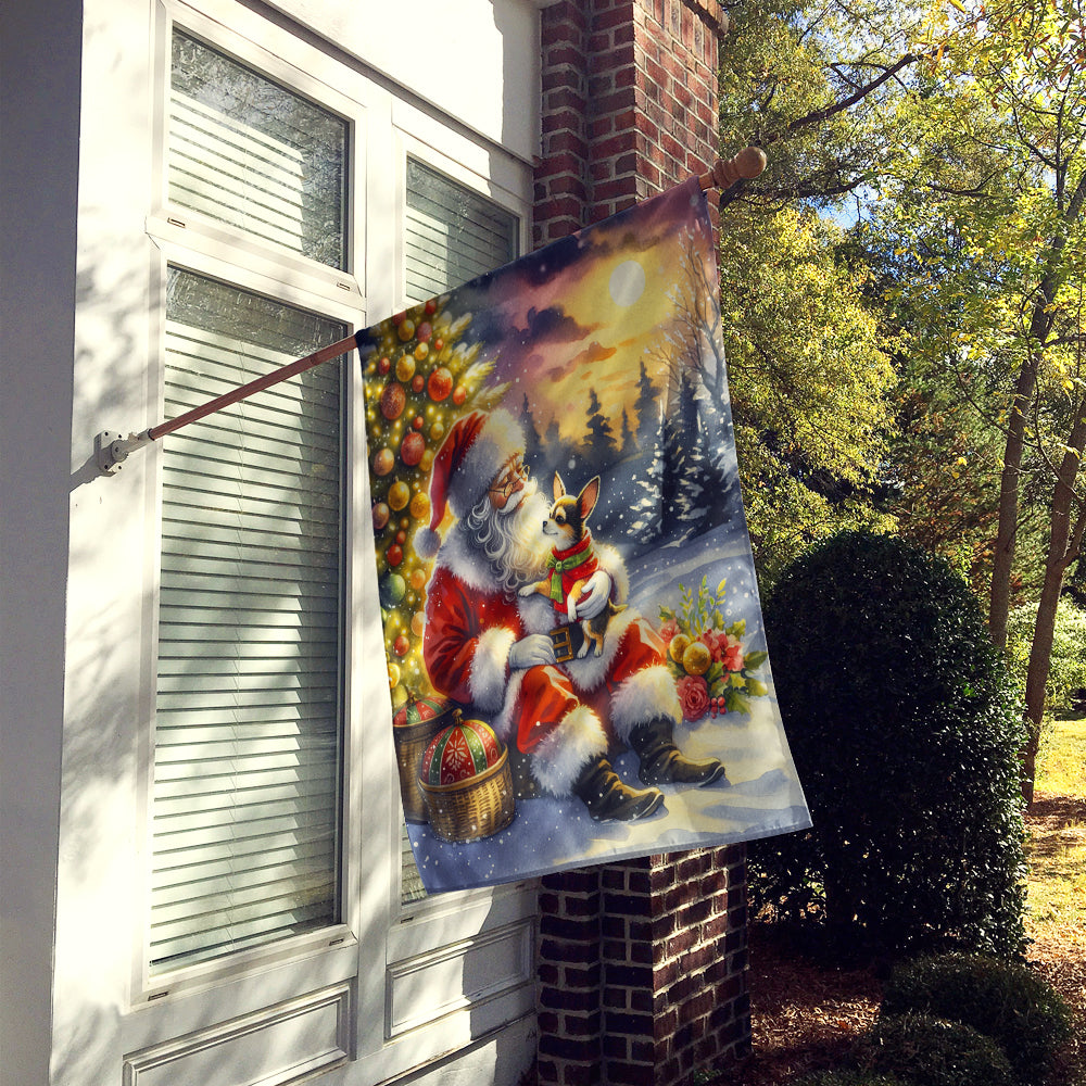 Chihuahua and Santa Claus House Flag