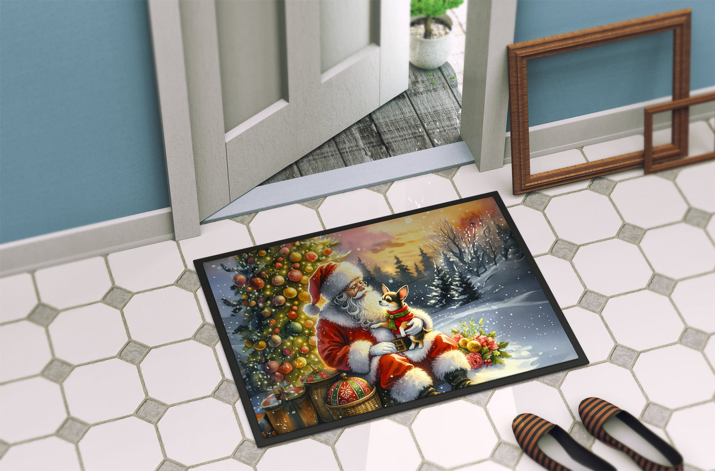 Chihuahua and Santa Claus Doormat