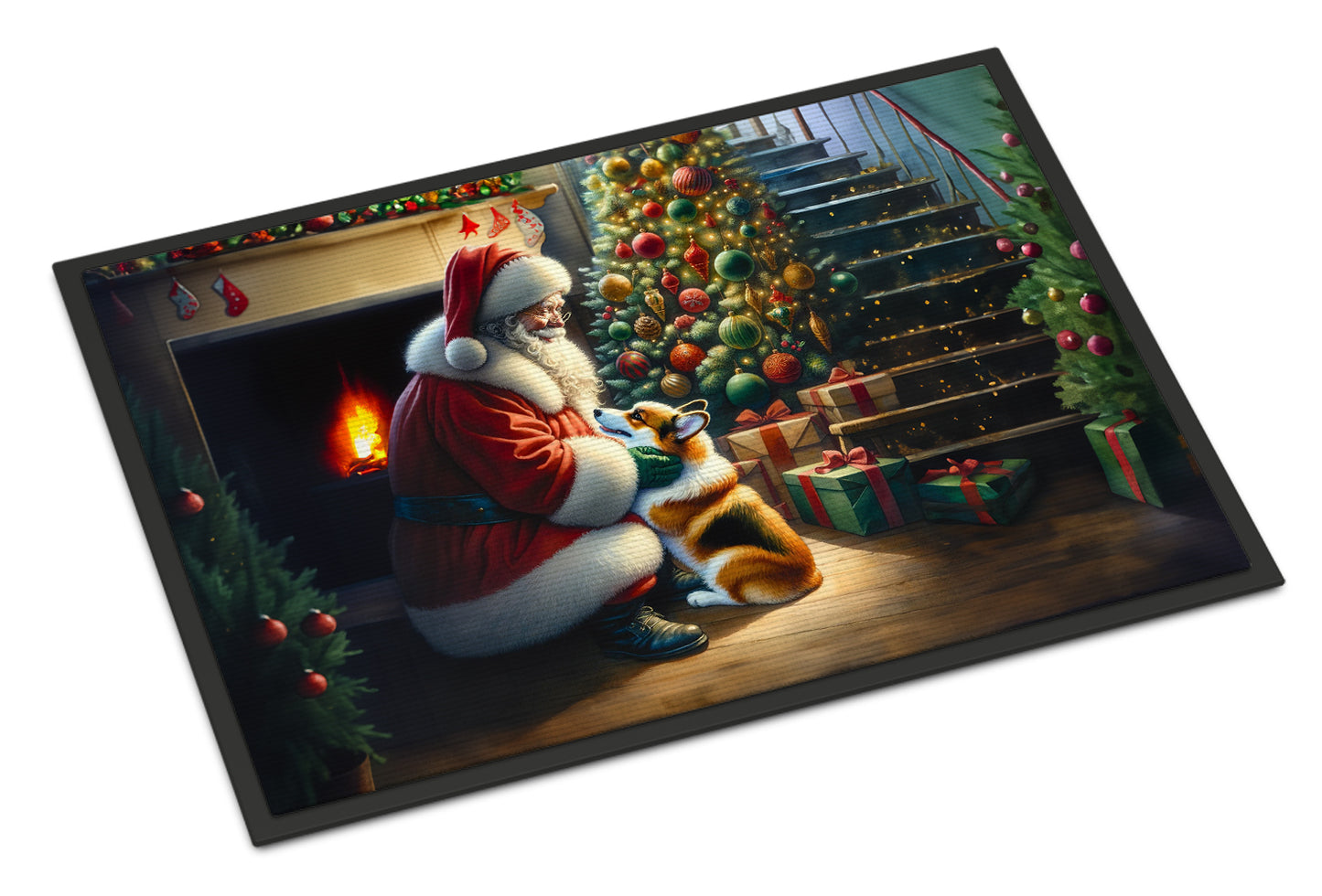 Buy this Corgi and Santa Claus Doormat