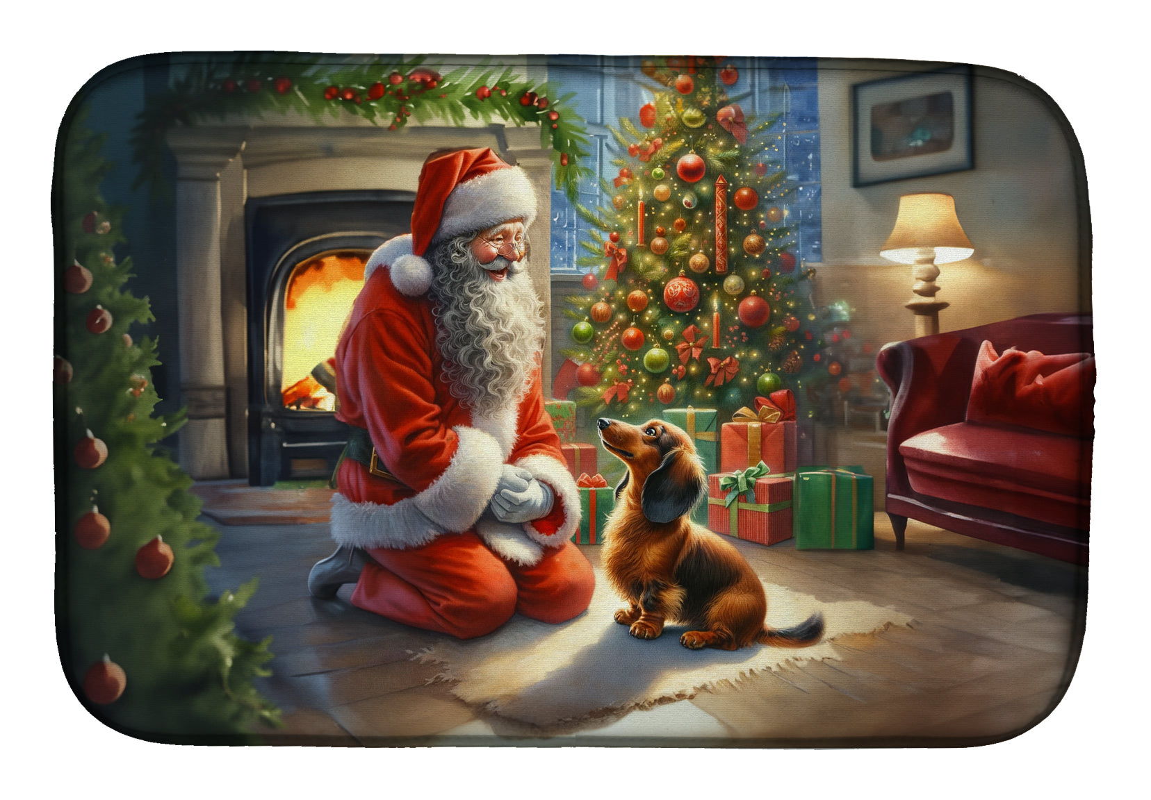 Buy this Dachshund and Santa Claus Dish Drying Mat