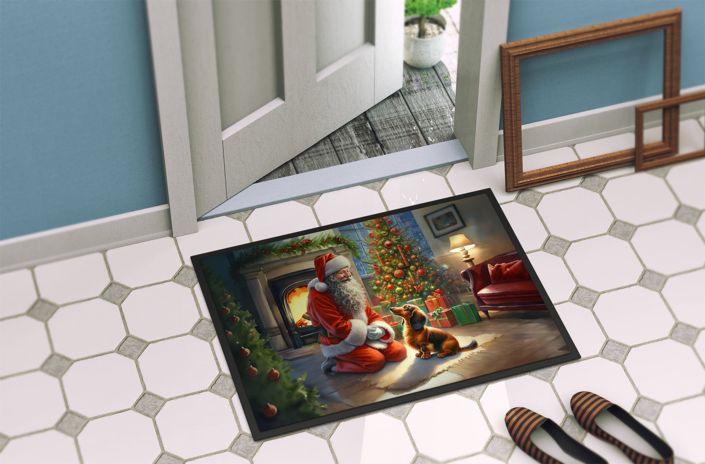 Dachshund and Santa Claus Doormat