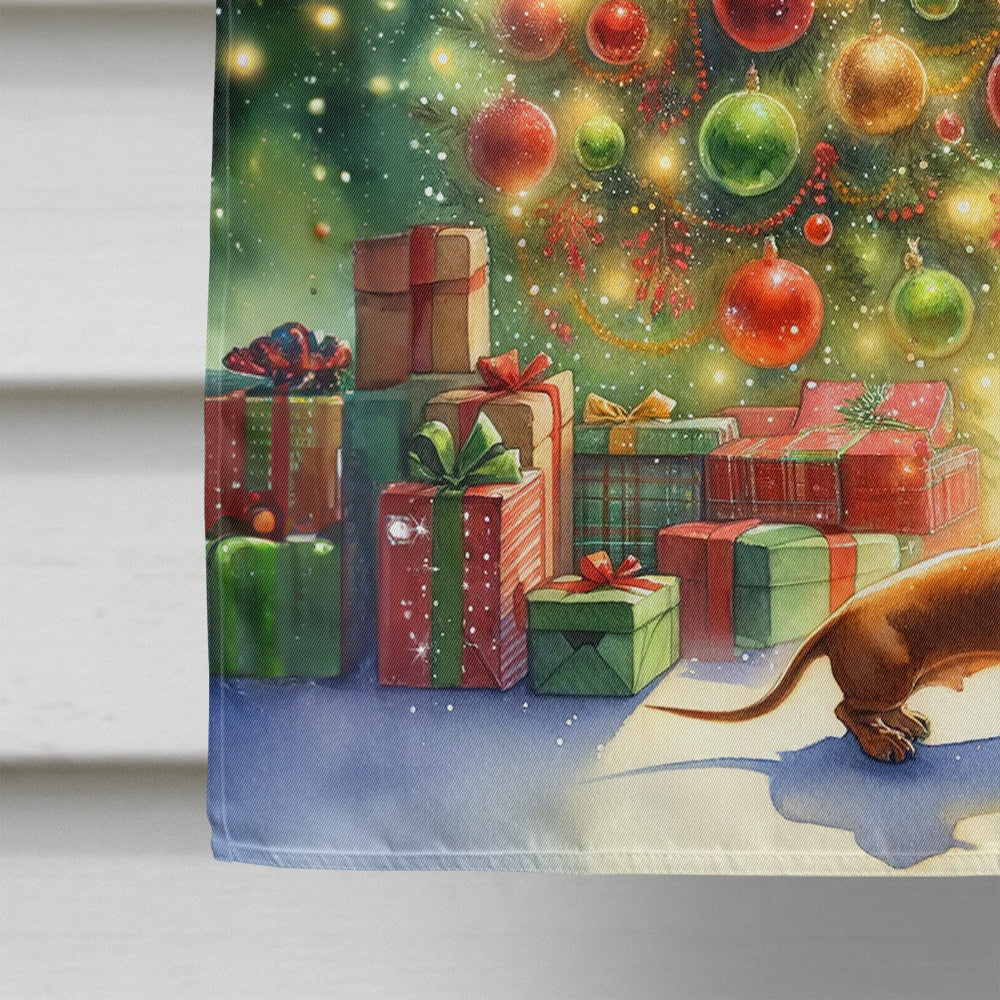 Dachshund and Santa Claus House Flag