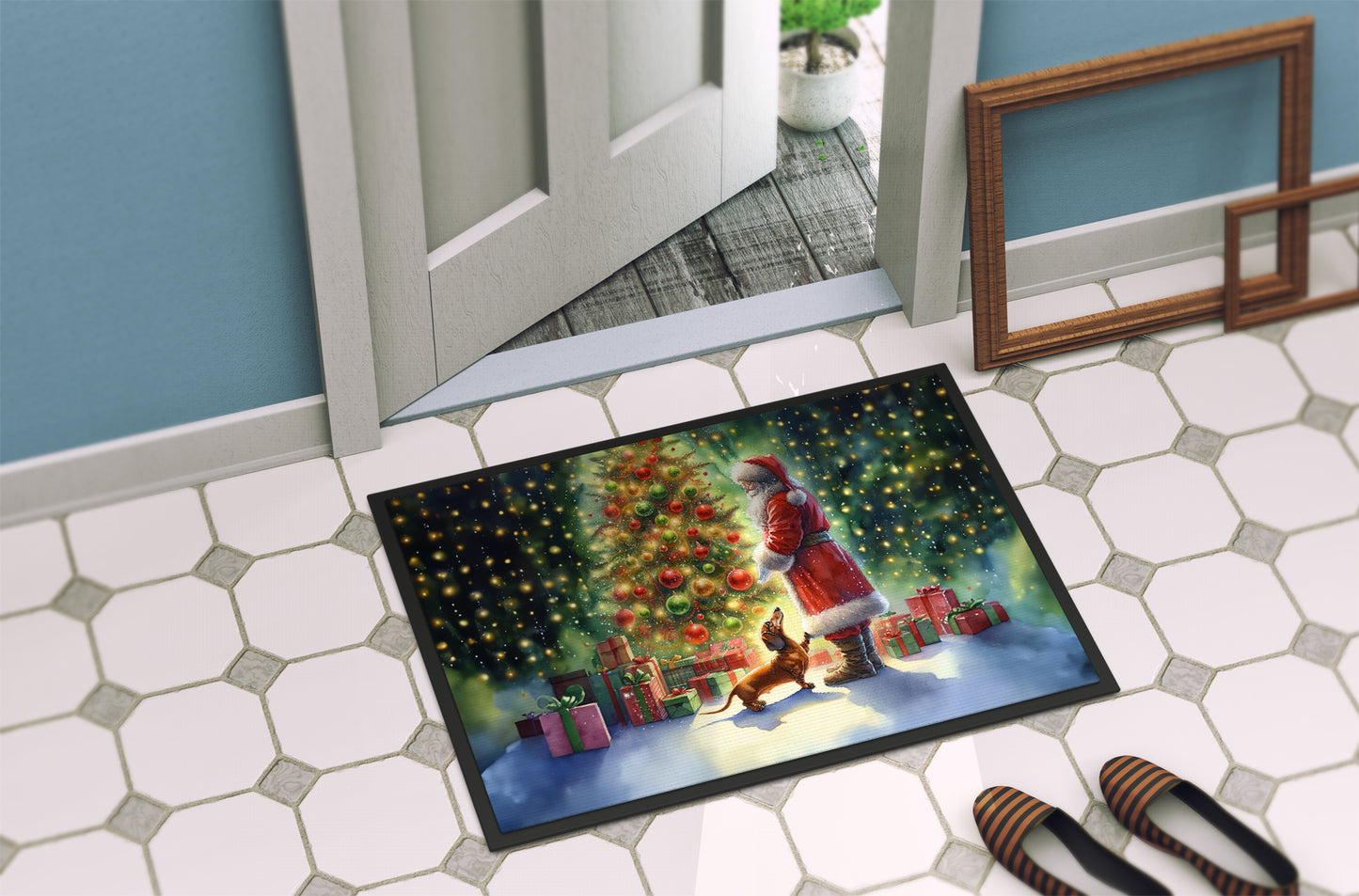 Dachshund and Santa Claus Doormat