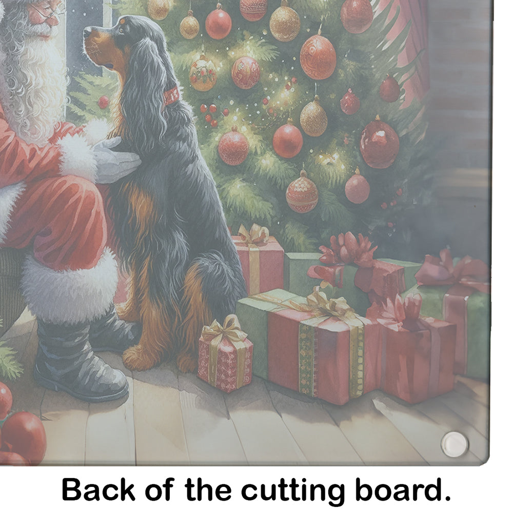 Gordon Setter and Santa Claus Glass Cutting Board