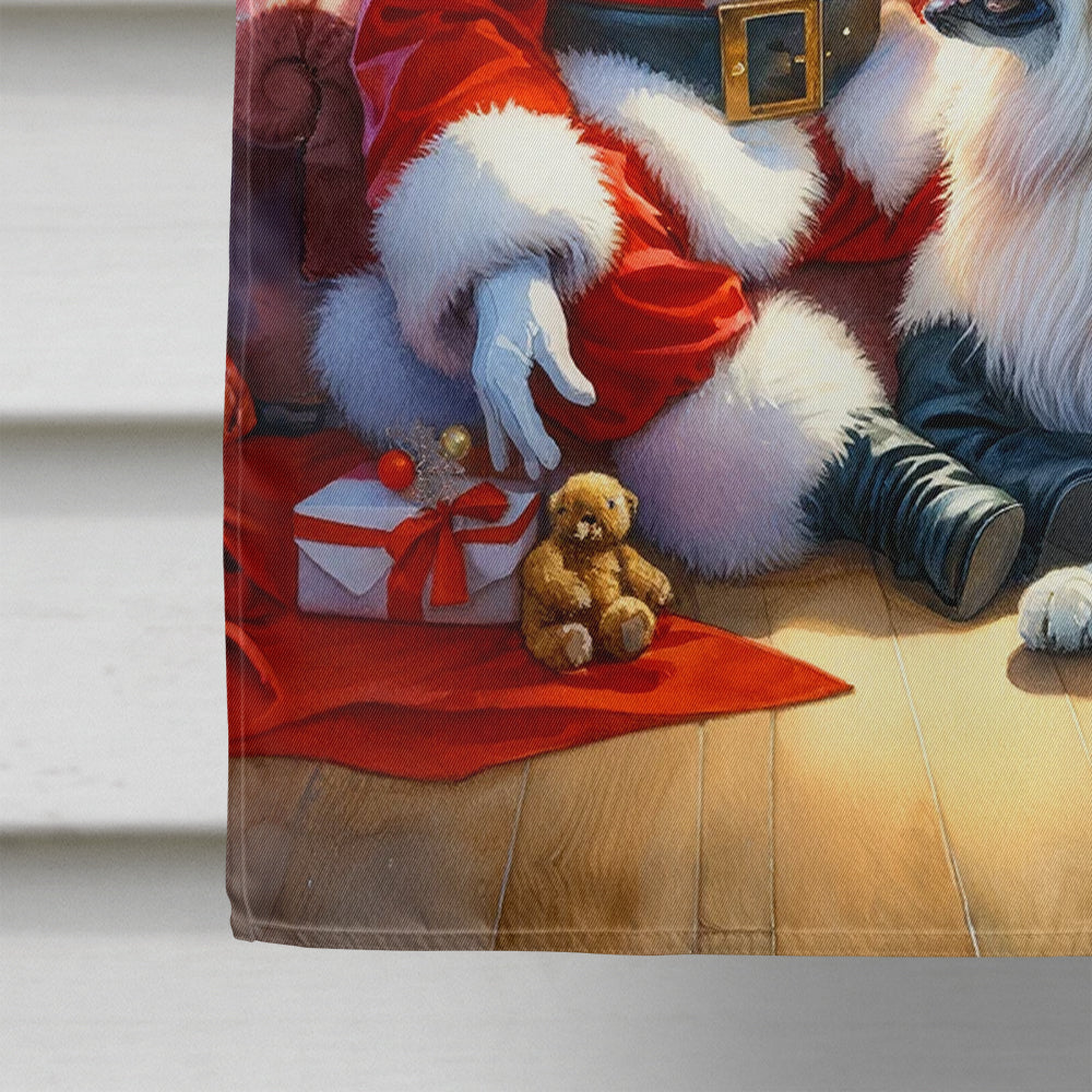 Great Pyrenees and Santa Claus House Flag