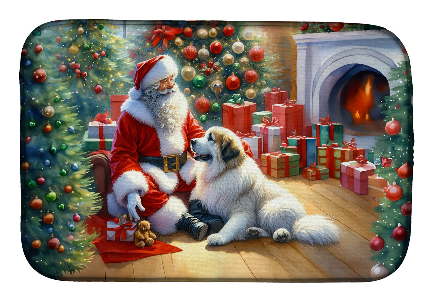 Buy this Great Pyrenees and Santa Claus Dish Drying Mat