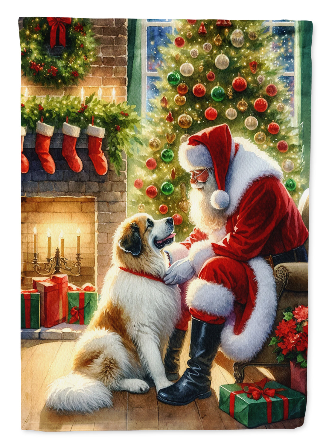 Buy this Great Pyrenees and Santa Claus House Flag