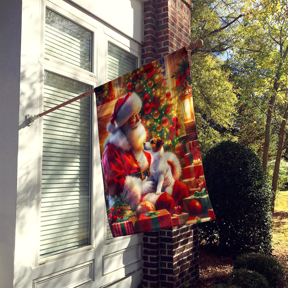 Jack Russell Terrier and Santa Claus House Flag