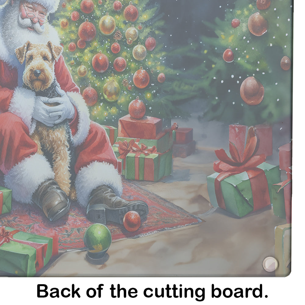 Lakeland Terrier and Santa Claus Glass Cutting Board