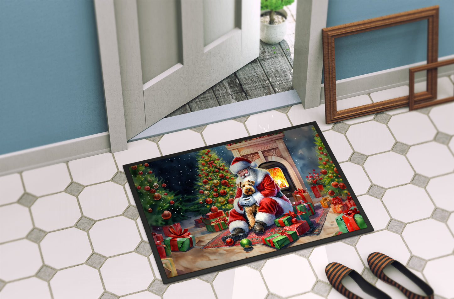 Lakeland Terrier and Santa Claus Doormat