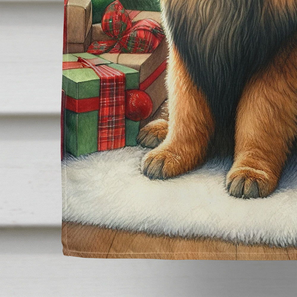 Leonberger and Santa Claus House Flag
