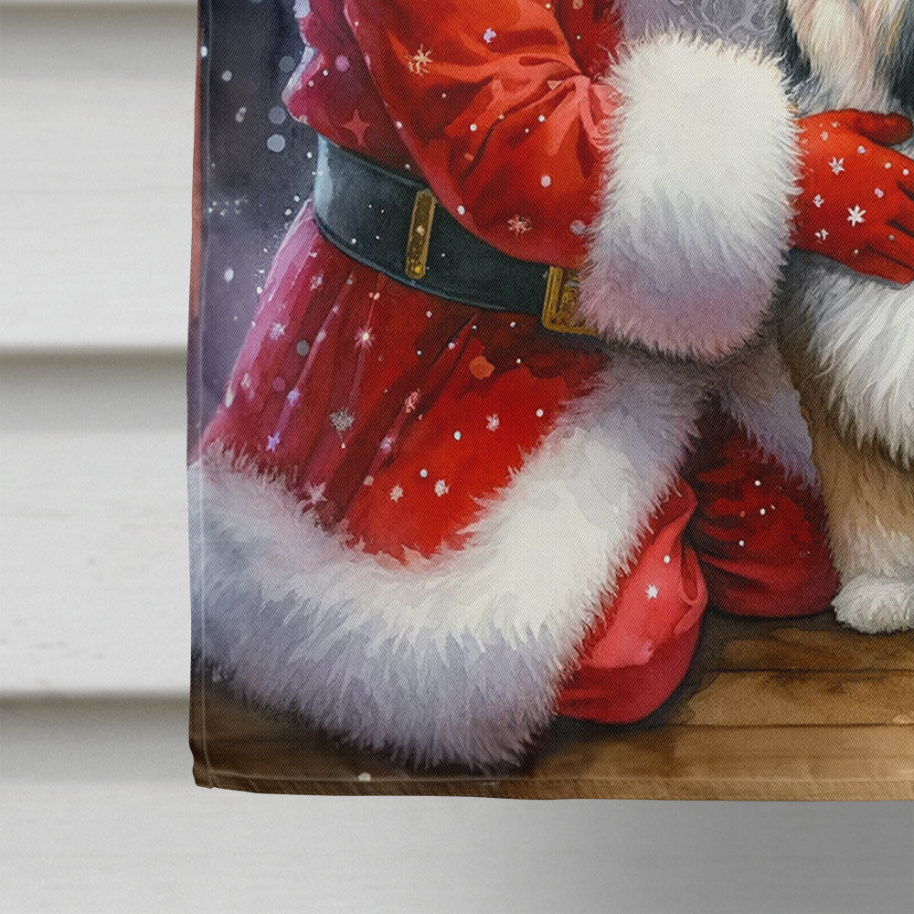 Lhasa Apso and Santa Claus House Flag