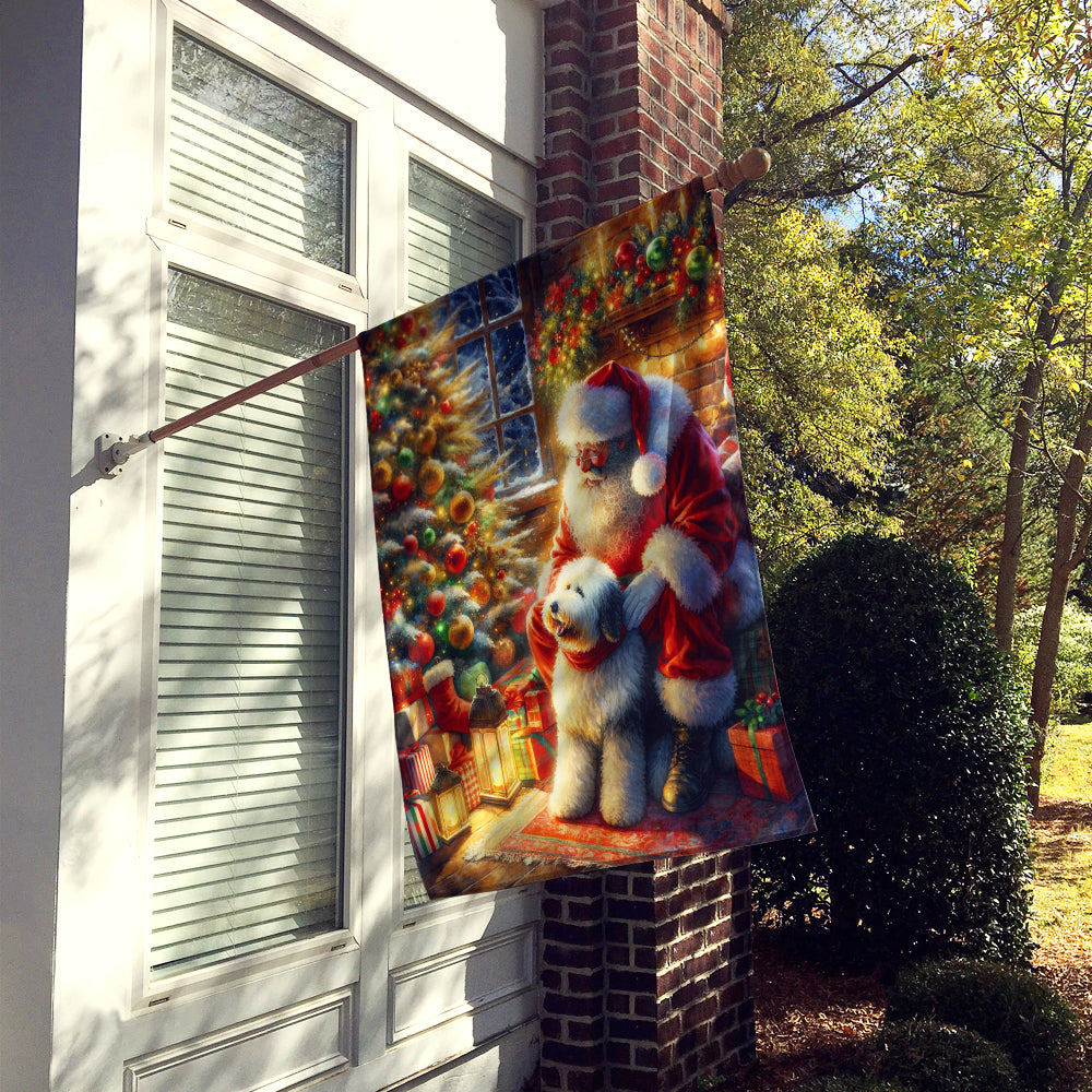 Old English Sheepdog and Santa Claus House Flag