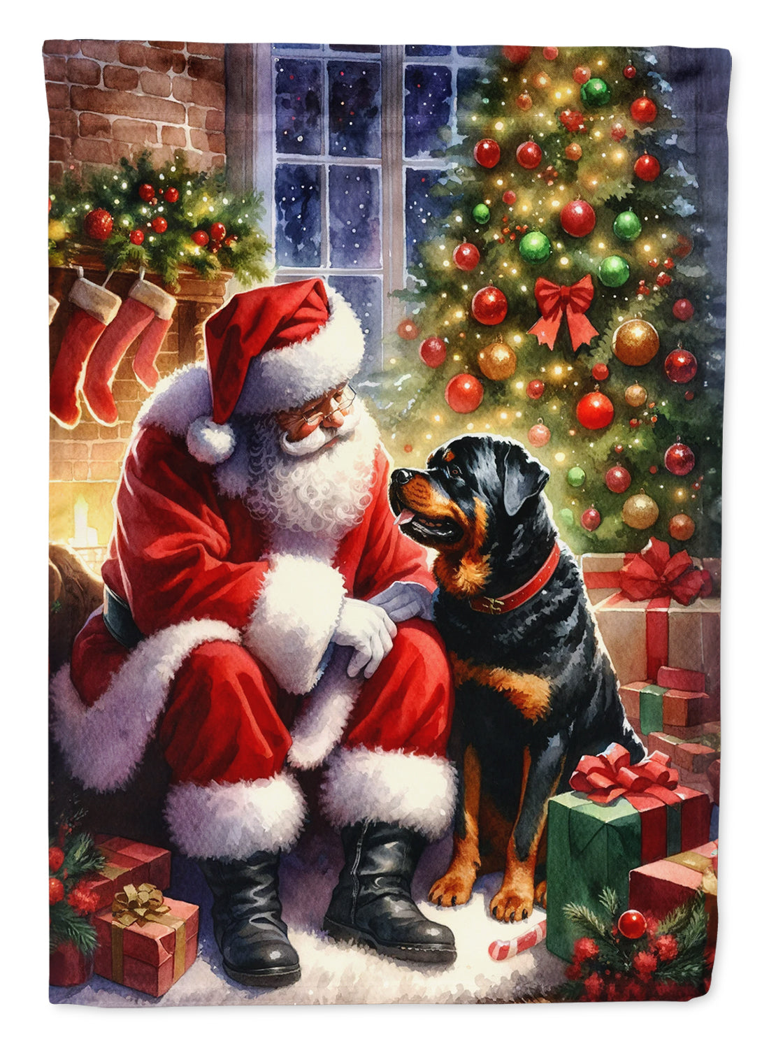 Buy this Rottweiler and Santa Claus House Flag