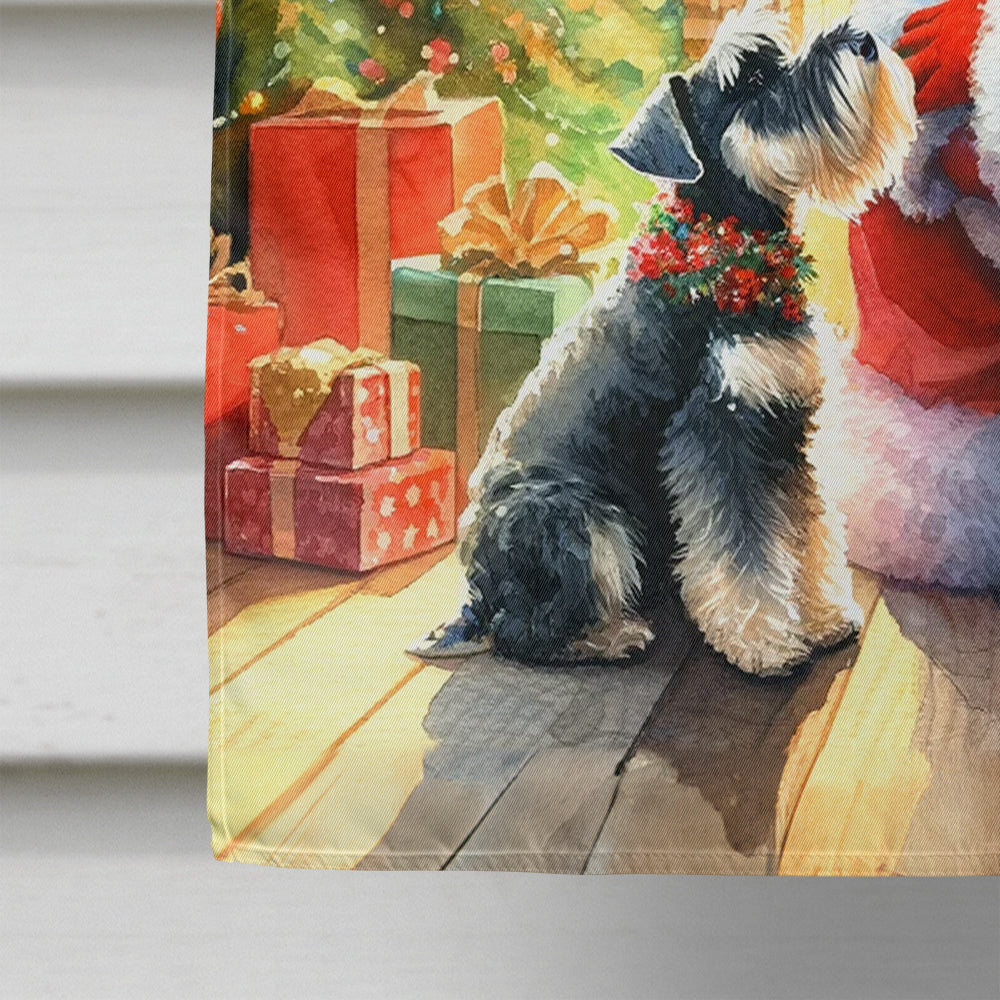 Schnauzer and Santa Claus House Flag