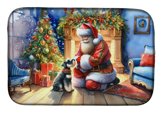 Buy this Schnauzer and Santa Claus Dish Drying Mat